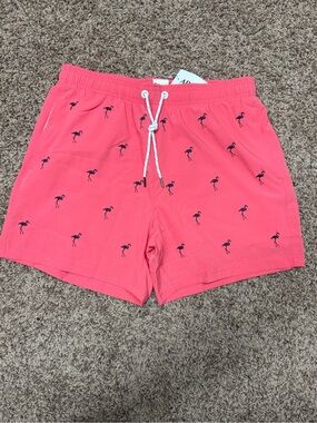 Men's Coral Flamingo Swim Trunks